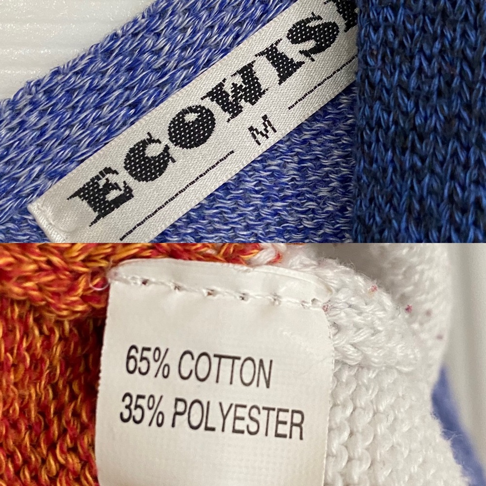 ECOWISH Color Block Stripe Brush Knit Open Cardigan Rainbow Orange Blue Medium - Picture 7 of 7